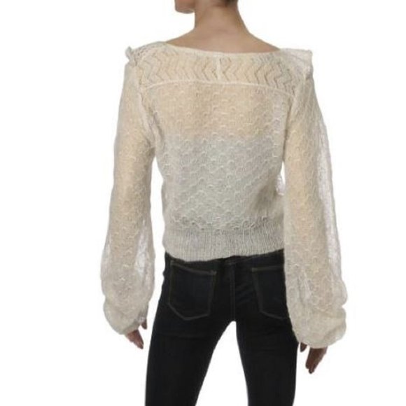 FREE PEOPLE MACAROON WOMEN'S SEMI-SHEER SWEATER LG - Picture 2 of 2